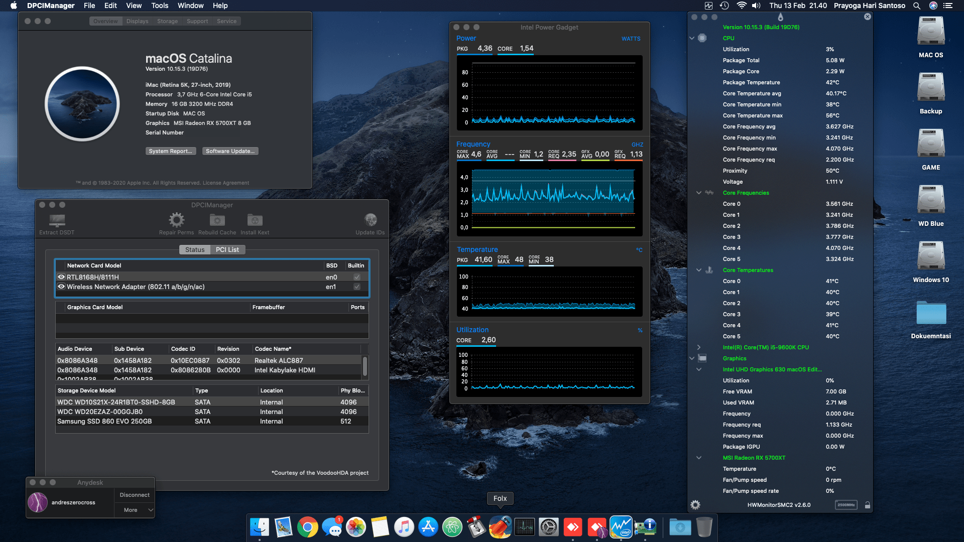 Success Hackintosh macOS Catalina 10.15.3 Build 19D76 in Gigabyte Z390 UD + Intel Core i5 9600K + MSI RX 5700XT